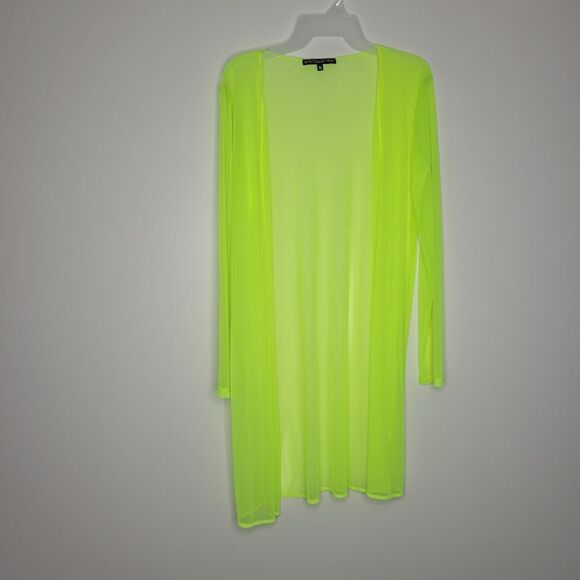 Bright neon open front mesh rave club kid lightweight cardigan Size small - Picture 1 of 6